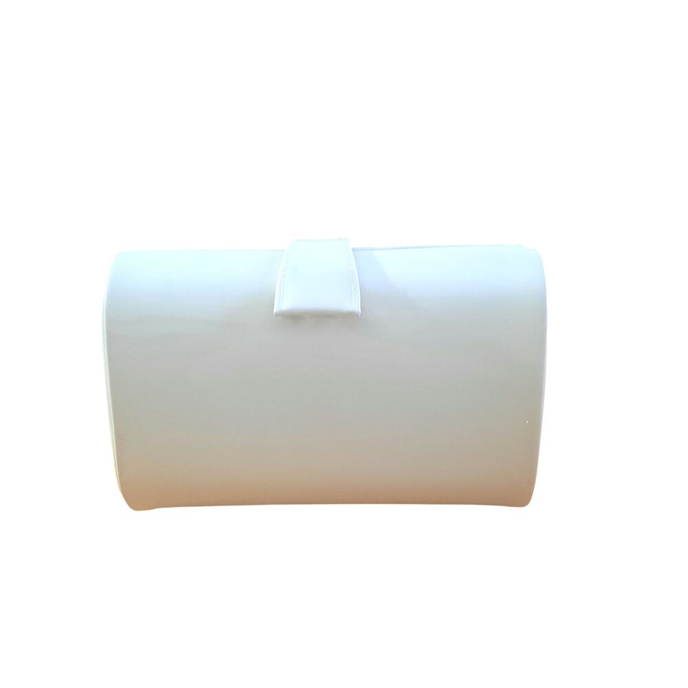 Margolm Womens Small Cream Snap Closure Hard Shell Clutch With Removable Strap